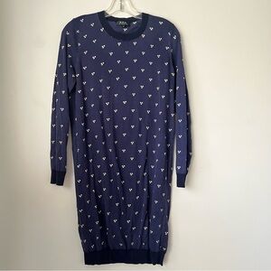 A.P.C. Rue Madam Paris Navy White Daisy Floral Sweater Dress M